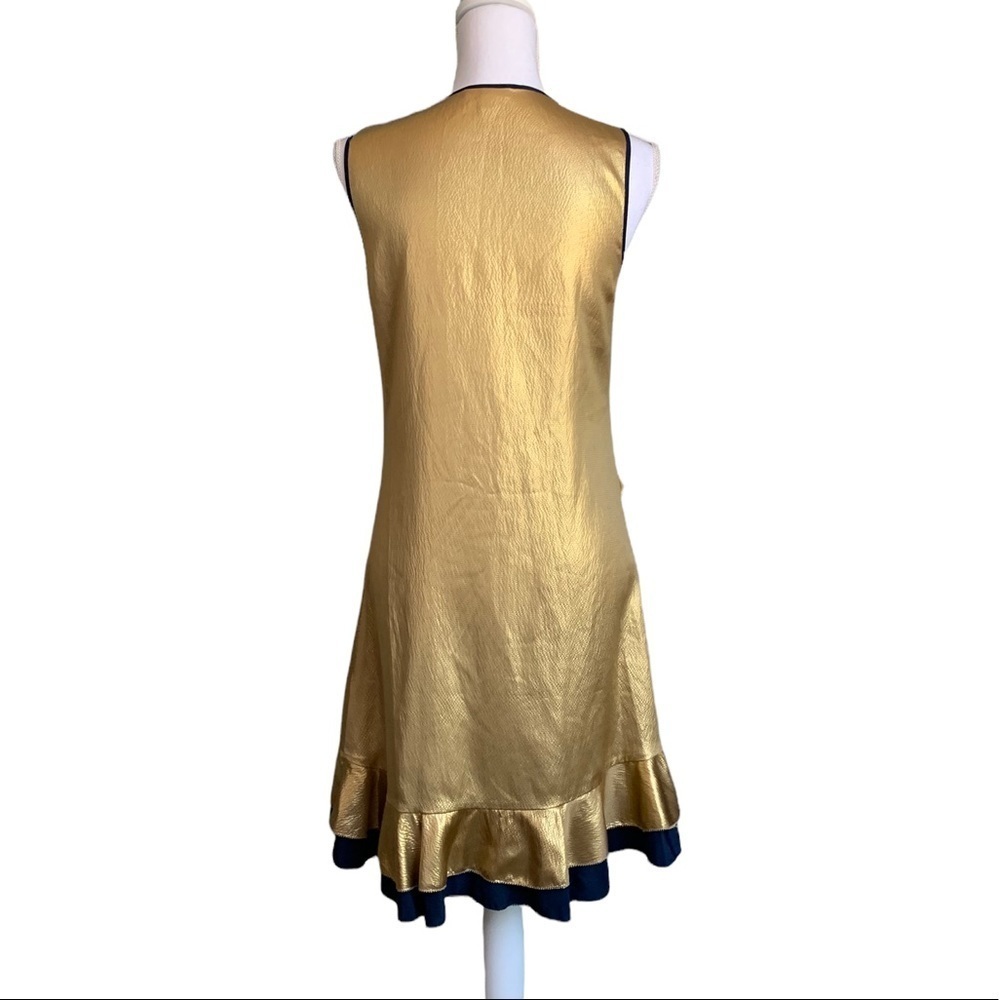 Juicy Couture 100% Silk Gold Ruffle Sleeve Dress Size 4 - Picture 4 of 16